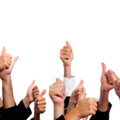 Business People with Thumbs Up on White Background.